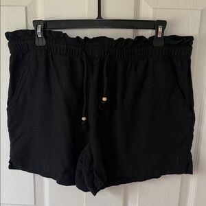 Hang Ten Women's Black Elastic Waist Drawstring Athletic Shorts